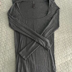 SKIMS Gray Fitted Long Sleeve Bodycon Dress